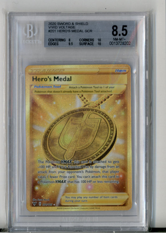 Hero's Medal 201 Vivid Voltage BGS 8.5 Pokesingles