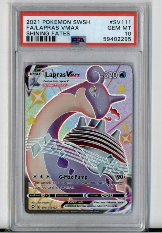 Lapras VMAX SV111 Shining Fates PSA 10 Pokesingles