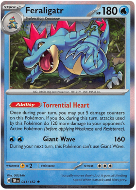 041 Feraligatr Holo Rare, Temporal Forces | Scarlet & Violet, holo, 6.00 kr, Pokesingles. Kjøp pokemon kort til lave priser hos oss.