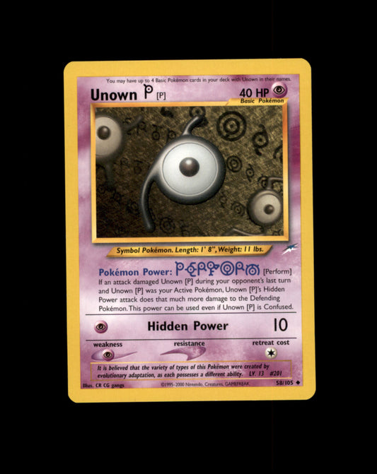 *SE BILDE FOR TILSTAND* Unown P #58 Pokemon Neo Destiny Pokesingles