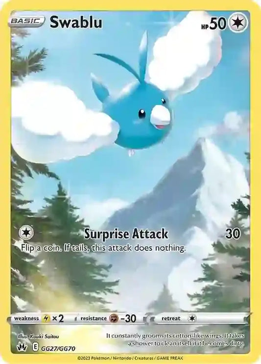 Swablu GG27, Crown Zenith | Sword & Shield, , 0.00 kr, Pokesingles. Kjøp pokemon kort til lave priser hos oss.