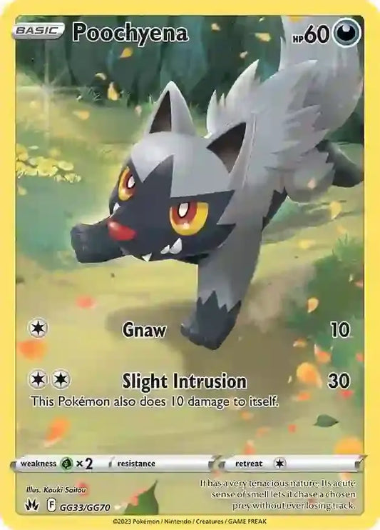 Poochyena GG33, Crown Zenith | Sword & Shield, , 0.00 kr, Pokesingles. Kjøp pokemon kort til lave priser hos oss.