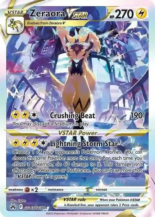 Zeraora VSTAR GG43, Crown Zenith | Sword & Shield, , 0.00 kr, Pokesingles. Kjøp pokemon kort til lave priser hos oss.
