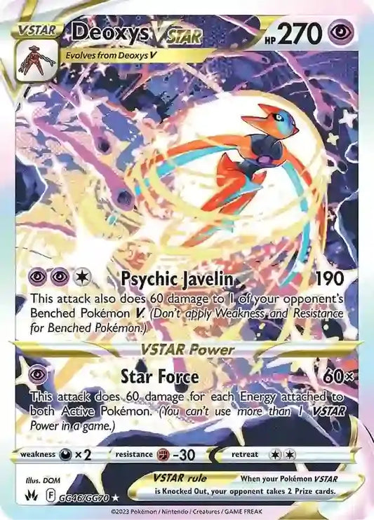 Deoxys VSTAR GG46, Crown Zenith | Sword & Shield, , 0.00 kr, Pokesingles. Kjøp pokemon kort til lave priser hos oss.