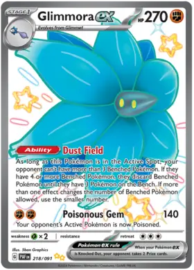 218 Glimmora ex, Paldean Fates, secret, 3.00 kr, Pokesingles. Kjøp pokemon kort til lave priser hos oss.