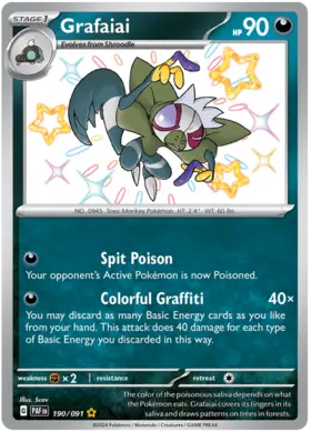 190 Grafaiai, Paldean Fates, secret, 3.00 kr, Pokesingles. Kjøp pokemon kort til lave priser hos oss.