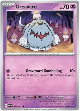 042 Greavard, Paldean Fates, nonholo, 2.00 kr, Pokesingles. Kjøp pokemon kort til lave priser hos oss.