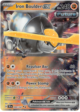 099 Iron Boulder ex, Temporal Forces | Scarlet & Violet, ex, 17.00 kr, Pokesingles. Kjøp pokemon kort til lave priser hos oss.