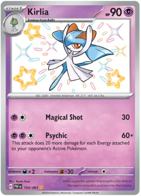154 Kirlia, Paldean Fates, secret, 3.00 kr, Pokesingles. Kjøp pokemon kort til lave priser hos oss.