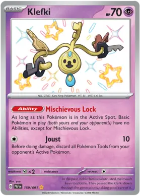 159 Klefki, Paldean Fates, secret, 100.00 kr, Pokesingles. Kjøp pokemon kort til lave priser hos oss.