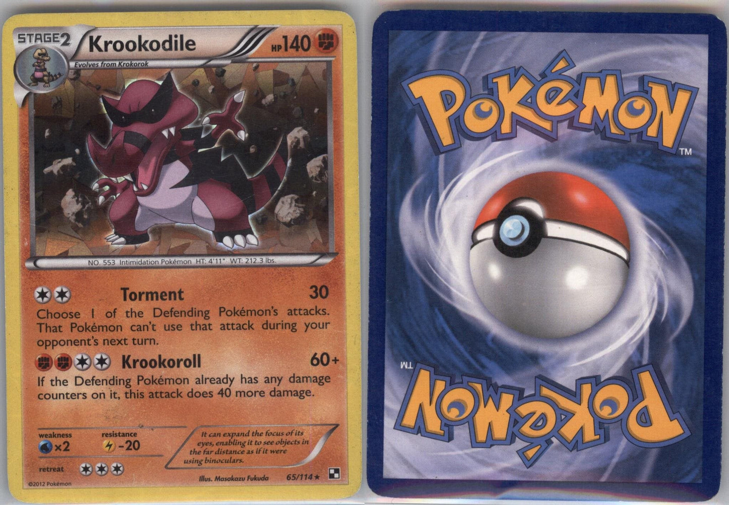 *SE BILDE FOR TILSTAND* Krookodile - 65/114 (Cracked Ice Holo) Pokesingles