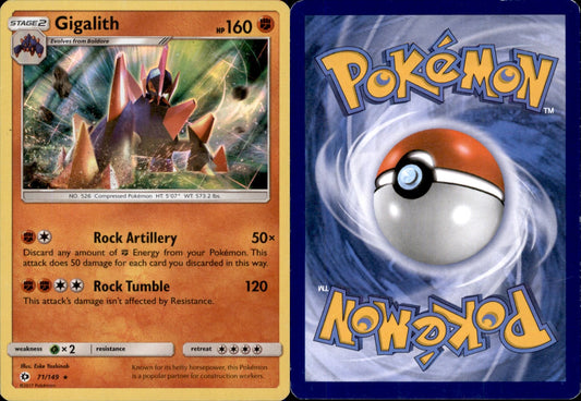 Gigalith Holo Rare 71 - Sun & Moon Base (LP - Lightly Played) Pokesingles