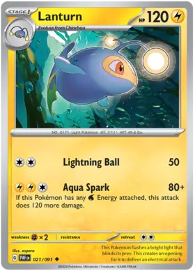 021 Lanturn, Paldean Fates, nonholo, 2.00 kr, Pokesingles. Kjøp pokemon kort til lave priser hos oss.