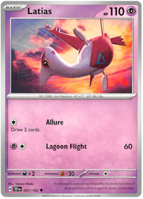 067 Latias, Temporal Forces | Scarlet & Violet, nonholo, 2.00 kr, Pokesingles. Kjøp pokemon kort til lave priser hos oss.