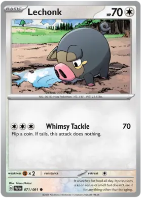 071 Lechonk, Paldean Fates, nonholo, 2.00 kr, Pokesingles. Kjøp pokemon kort til lave priser hos oss.