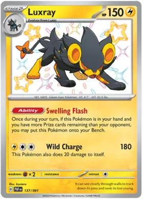 137 Luxray, Paldean Fates, secret, 100.00 kr, Pokesingles. Kjøp pokemon kort til lave priser hos oss.