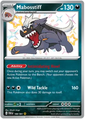 188 Mabosstiff, Paldean Fates, secret, 3.00 kr, Pokesingles. Kjøp pokemon kort til lave priser hos oss.