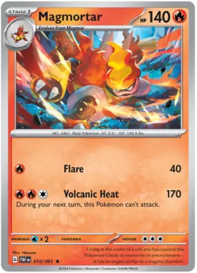 010 Magmortar - Holo Rare, Paldean Fates, holo, 5.00 kr, Pokesingles. Kjøp pokemon kort til lave priser hos oss.