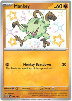 169 Mankey, Paldean Fates, secret, 100.00 kr, Pokesingles. Kjøp pokemon kort til lave priser hos oss.