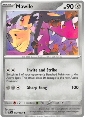 112 Mawile, Temporal Forces | Scarlet & Violet, nonholo, 2.00 kr, Pokesingles. Kjøp pokemon kort til lave priser hos oss.