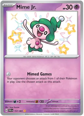 157 Mime Jr., Paldean Fates, secret, 100.00 kr, Pokesingles. Kjøp pokemon kort til lave priser hos oss.