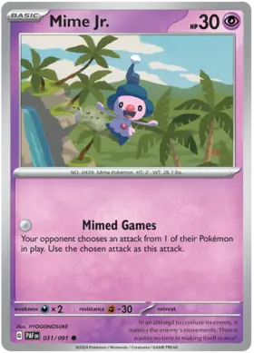031 Mime Jr., Paldean Fates, nonholo, 2.00 kr, Pokesingles. Kjøp pokemon kort til lave priser hos oss.