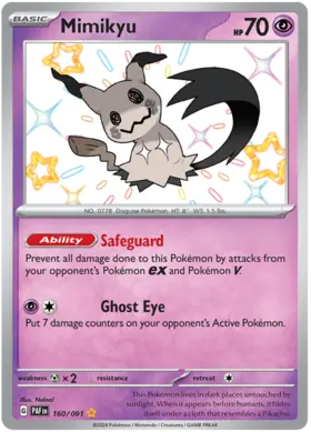 160 Mimikyu, Paldean Fates, secret, 3.00 kr, Pokesingles. Kjøp pokemon kort til lave priser hos oss.