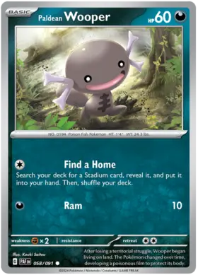 058 Paldean Wooper, Paldean Fates, nonholo, 2.00 kr, Pokesingles. Kjøp pokemon kort til lave priser hos oss.