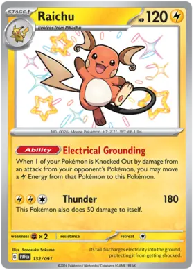 132 Raichu, Paldean Fates, secret, 3.00 kr, Pokesingles. Kjøp pokemon kort til lave priser hos oss.