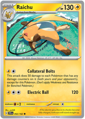 052 Raichu, Temporal Forces | Scarlet & Violet, nonholo, 2.00 kr, Pokesingles. Kjøp pokemon kort til lave priser hos oss.