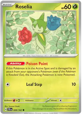 008 Roselia, Temporal Forces | Scarlet & Violet, nonholo, 2.00 kr, Pokesingles. Kjøp pokemon kort til lave priser hos oss.