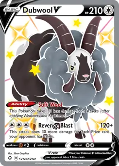 Dubwool V SV120 - Shining Fates, , v, 27.00 kr, Pokesingles. Kjøp pokemon kort til lave priser hos oss.