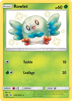 Rowlet SV2, Hidden Fates | Sun & Moon, secret, 37.00 kr, Pokesingles. Kjøp pokemon kort til lave priser hos oss.
