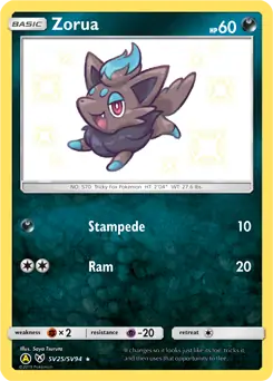 Zorua SV25, Hidden Fates | Sun & Moon, secret, 40.00 kr, Pokesingles. Kjøp pokemon kort til lave priser hos oss.