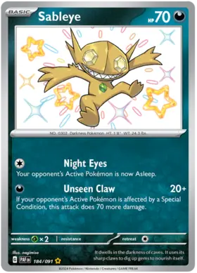 184 Sableye, Paldean Fates, secret, 3.00 kr, Pokesingles. Kjøp pokemon kort til lave priser hos oss.