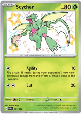 095 Scyther, Paldean Fates, secret, 100.00 kr, Pokesingles. Kjøp pokemon kort til lave priser hos oss.