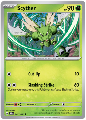 001 Scyther, Temporal Forces | Scarlet & Violet, nonholo, 2.00 kr, Pokesingles. Kjøp pokemon kort til lave priser hos oss.