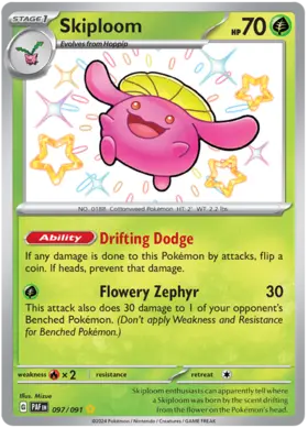 097 Skiploom, Paldean Fates, secret, 100.00 kr, Pokesingles. Kjøp pokemon kort til lave priser hos oss.