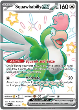 223 Squawkabilly ex, Paldean Fates, secret, 100.00 kr, Pokesingles. Kjøp pokemon kort til lave priser hos oss.