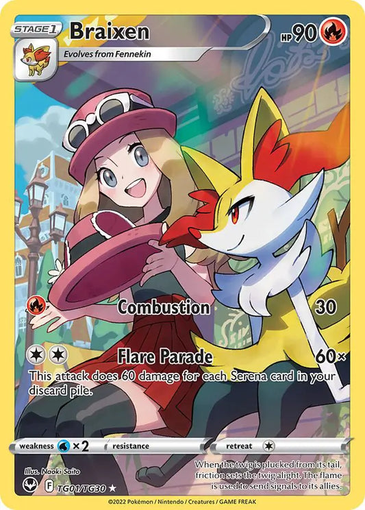 Braixen TG01, Silver Tempest | Sword & Shield, , 0.00 kr, Pokesingles. Kjøp pokemon kort til lave priser hos oss.