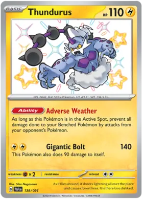 139 Thundurus, Paldean Fates, secret, 100.00 kr, Pokesingles. Kjøp pokemon kort til lave priser hos oss.