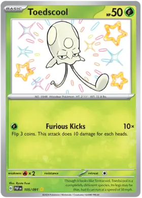 105 Toedscool, Paldean Fates, secret, 100.00 kr, Pokesingles. Kjøp pokemon kort til lave priser hos oss.