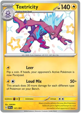 141 Toxtricity, Paldean Fates, secret, 100.00 kr, Pokesingles. Kjøp pokemon kort til lave priser hos oss.