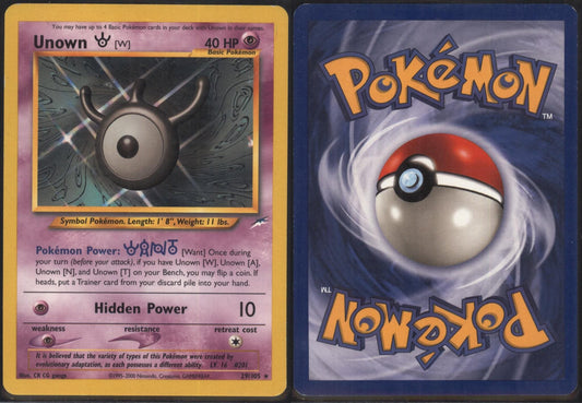 *SE BILDE FOR TILSTAND* Unown W #29 Pokemon Neo Destiny Pokesingles