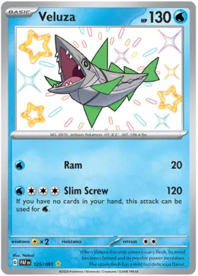 125 Veluza, Paldean Fates, secret, 100.00 kr, Pokesingles. Kjøp pokemon kort til lave priser hos oss.