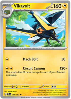 056 Vikavolt, Temporal Forces | Scarlet & Violet, nonholo, 2.00 kr, Pokesingles. Kjøp pokemon kort til lave priser hos oss.