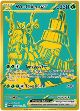 240 Wo-Chien ex, Paldean Fates, secret, 3.00 kr, Pokesingles. Kjøp pokemon kort til lave priser hos oss.