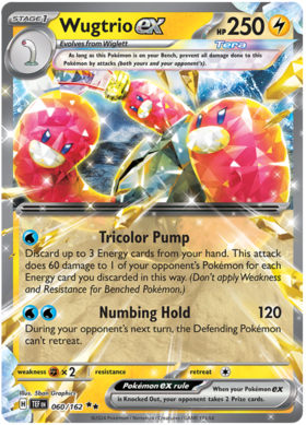 060 Wugtrio ex, Temporal Forces | Scarlet & Violet, ex, 17.00 kr, Pokesingles. Kjøp pokemon kort til lave priser hos oss.