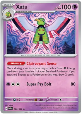 026 Xatu - Holo Rare, Paldean Fates, holo, 5.00 kr, Pokesingles. Kjøp pokemon kort til lave priser hos oss.