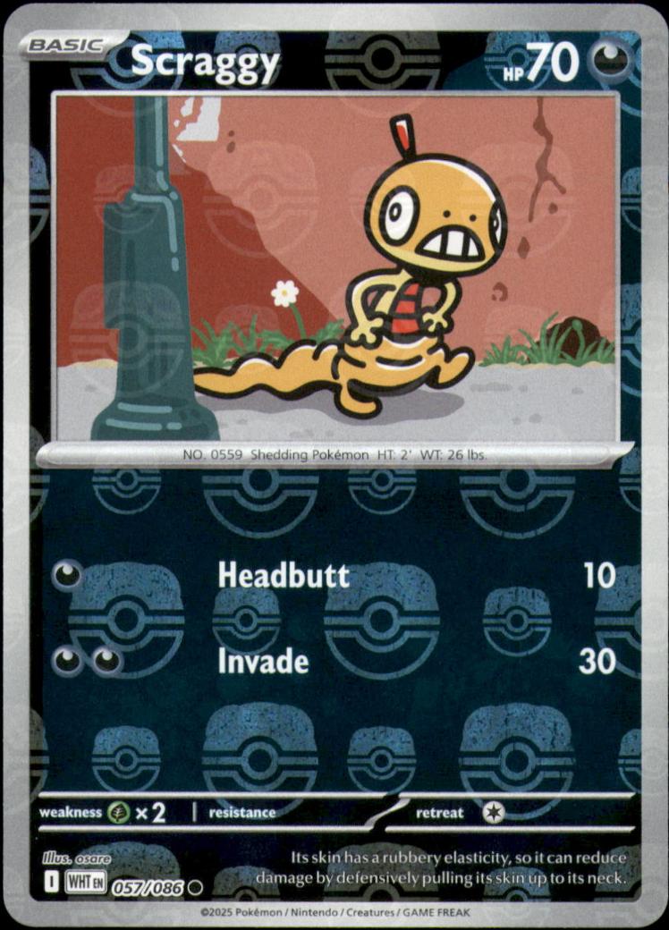 Scraggy (Master Ball Pattern) 57 - White Flare